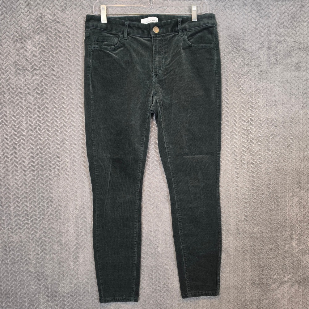 LOFT Curvy Skinny Corduroy Pants Womens 27 4 Forest Green Mid Rise Stretch Cords